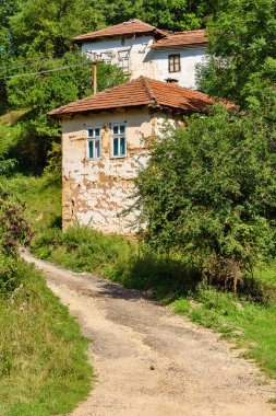 Eski Sırp geleneksel evi. Sırbistan 'da insanlar tarafından bir zamanlar nasıl yaşadıklarını göstermek için kullanılan terk edilmiş evler, çoğunlukla 19. yüzyılda..
