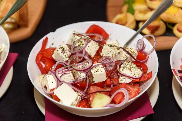 Griechischer Salat Schüssel Großaufnahme — Stockfoto