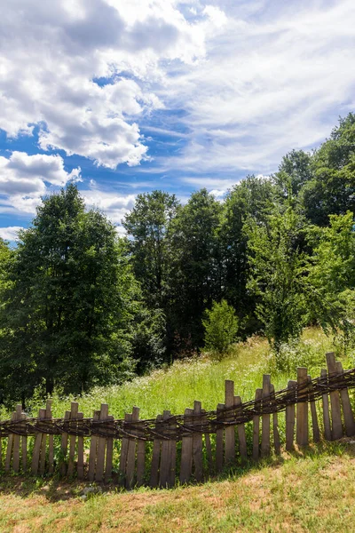 Old wooden fences of the village in Serbia