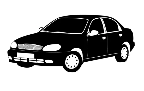 Coche blanco y negro. — Vector de stock