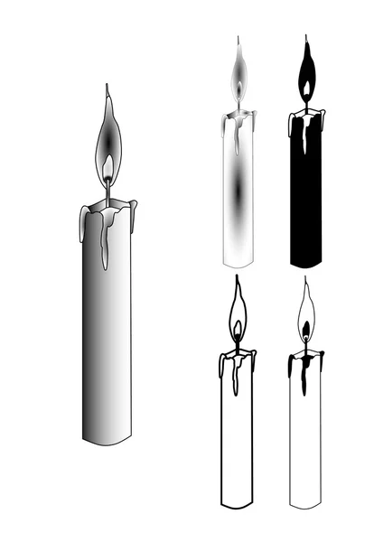 Velas en blanco y negro . — Vector de stock