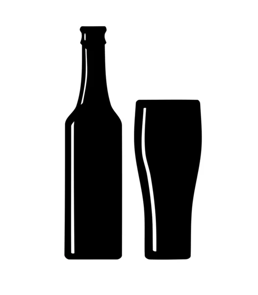 Beer bottle and glass. — Stock Vector