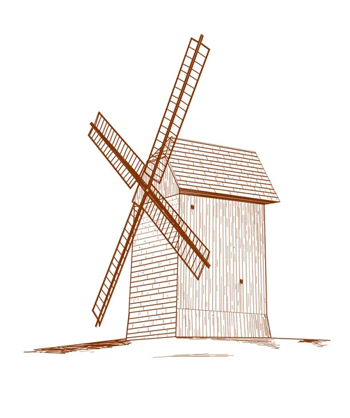 Venkovské větrný mlýn. — Stockový vektor
