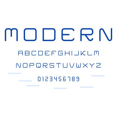 Stil modern soyut yazı tipi ve rakamlı alfabe