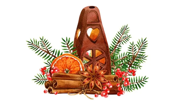 Kerst clipart, yule log clipart, yule log decoratie, Nieuwjaar clip art — Stockfoto