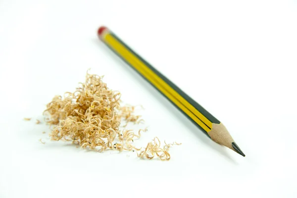 Wooden pencil with shavings — Stock Photo, Image