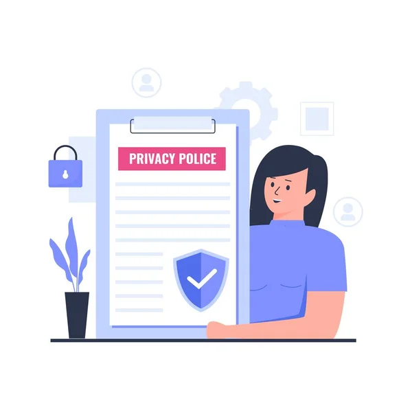 Flat Design Privacy Policy Information Concept Illustration Websites Landing Pages — Vettoriale Stock