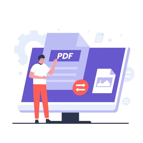 Pdf Konvertieren Illustration Design Konzept Illustration Für Webseiten Landing Pages — Stockvektor