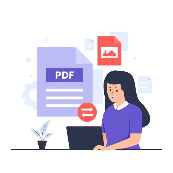 Pdf Jpeg Konvertieren Illustration Design Konzept Illustration Für Webseiten Landing — Stockvektor