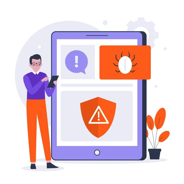 Mobile Malware Illustration Design Konzept Illustration Für Webseiten Landing Pages — Stockvektor