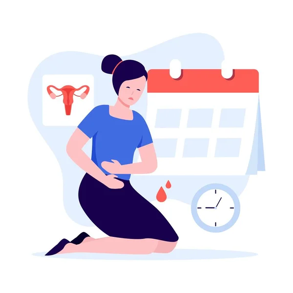 Femme Menstruelle Période Calendrier Illustration Concept Illustration Pour Sites Web — Image vectorielle