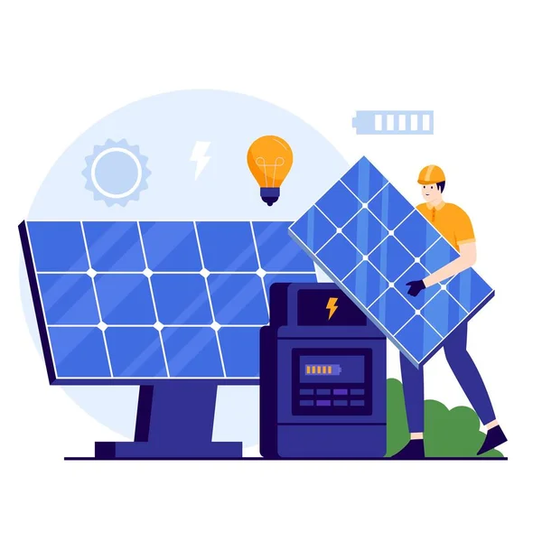 Solar Panel Installation Illustration Concept Illustration Websites Landing Pages Mobile — Vettoriale Stock