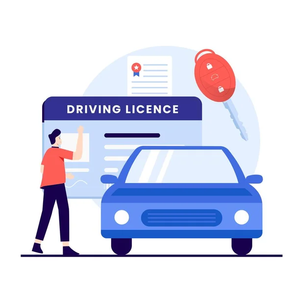 Driving Licence Flat Design Concept Illustration Websites Landing Pages Mobile — Vetor de Stock