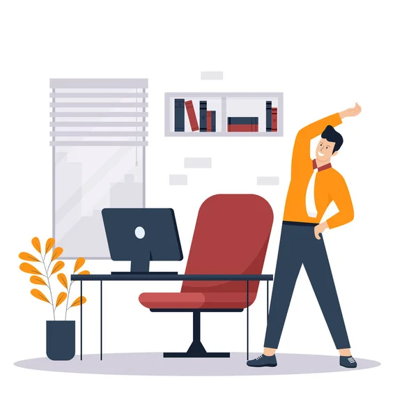 Lapos Design Ember Csinál Gyakorlat Stretch Office Edzés Illusztráció Weboldalak — Stock Vector