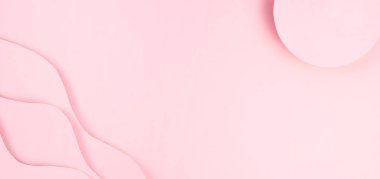 Kağıt ustası tasarımı sanat, güneş ve dalgalar. Pembe arkaplandaki ses düzeyi podyumu, metin ve afiş için alanı kopyala