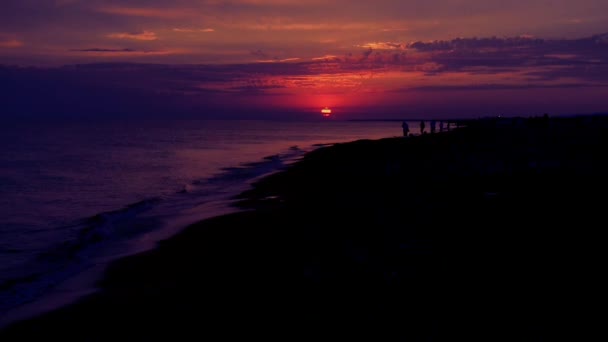 Dichte Abenddämmerung Die Die Nacht Grenzt Die Sonne Geht Meer — Stockvideo