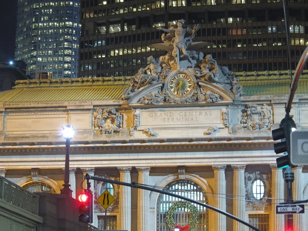 Grand Central Station in New York View from 42nd Street at Night — Stock Photo, Image