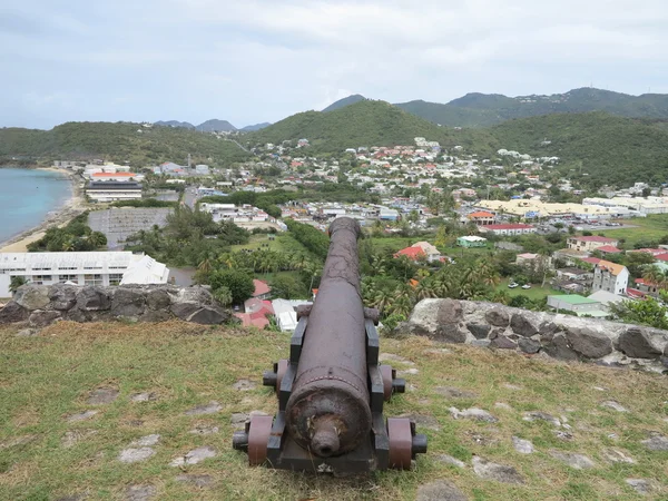 View of Marigot, St. Martin from Fort Louis despite storm front moving in — Stock Photo, Image