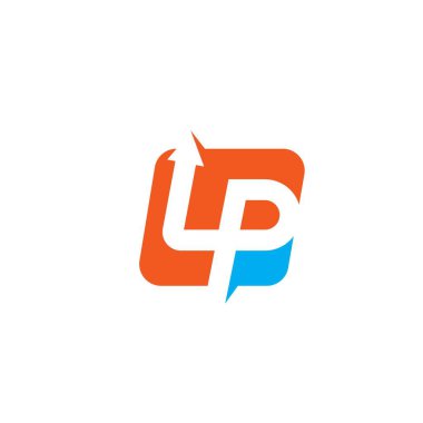 metin ya da lp harfi ok ikonu vektör konsept tasarım şablonu