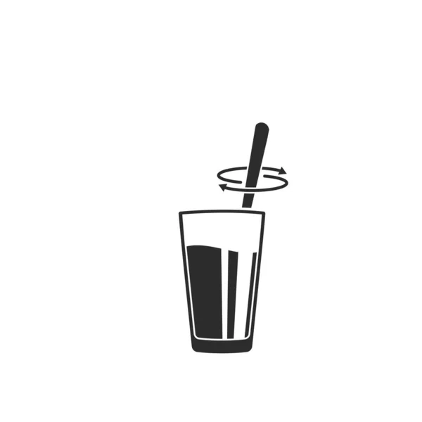 Stirring Drink Spoon Icon Vector Sign Concept Design Template — Stock Vector