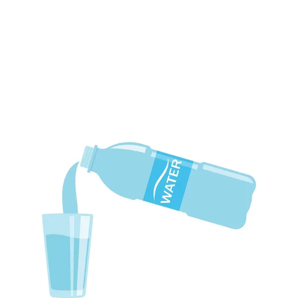 Заливка Пляшкової Мінеральної Води Склянку Векторні Ілюстрації Шаблон Дизайну Інтернету — стоковий вектор
