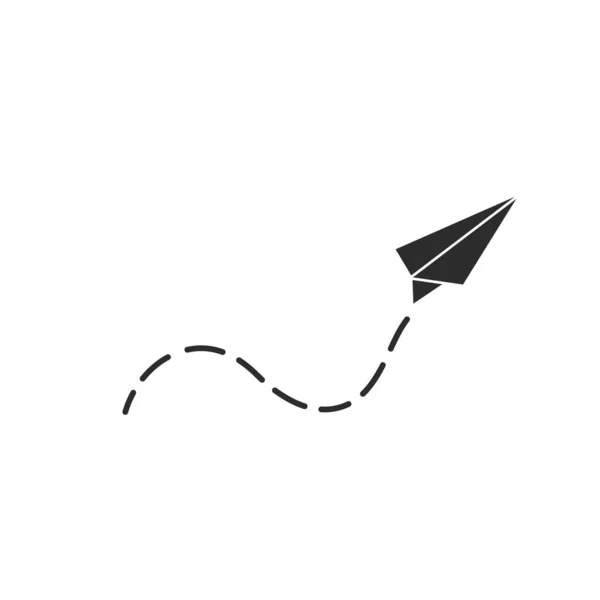 Papier Flugzeug Mit Streifen Schwanz Route Symbol Vektor Illustration Design — Stockvektor