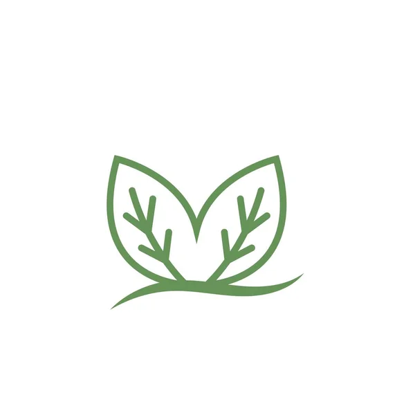 Organic Leaves Line Icon Vector Design Template Web — Stock Vector