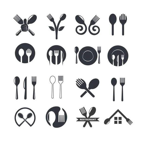 Gabellöffel Icon Set Vektor Illustration Element Design Template Web — Stockvektor