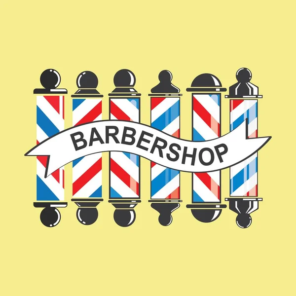 Barber Polo Vector Icono Conjunto Ilustración Diseño Plantilla — Archivo Imágenes Vectoriales