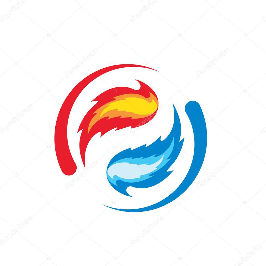 Yin yang fire and water icon vector concept design template web