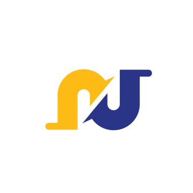 N veya RJ Harf Simgesi Vektör Çizim Konsepti Tasarım Ağı