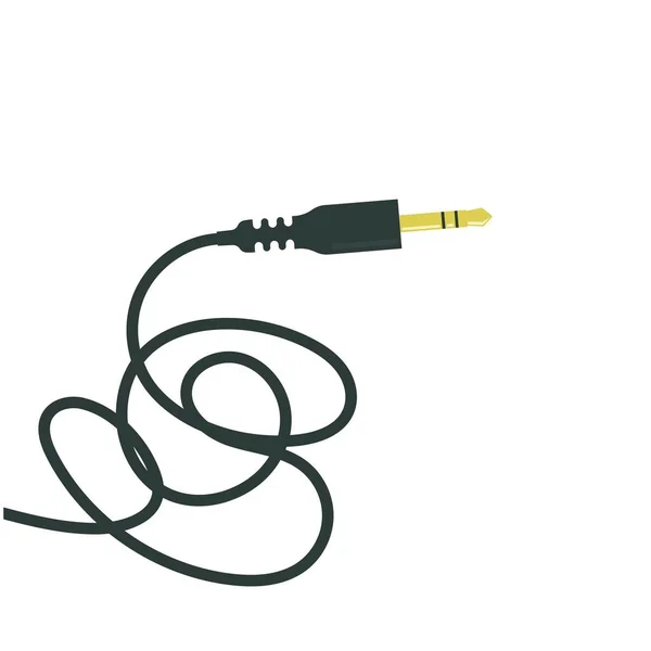 Audio Jack Med Trasslig Kabel Vektor Illustration Design Mall Webb — Stock vektor