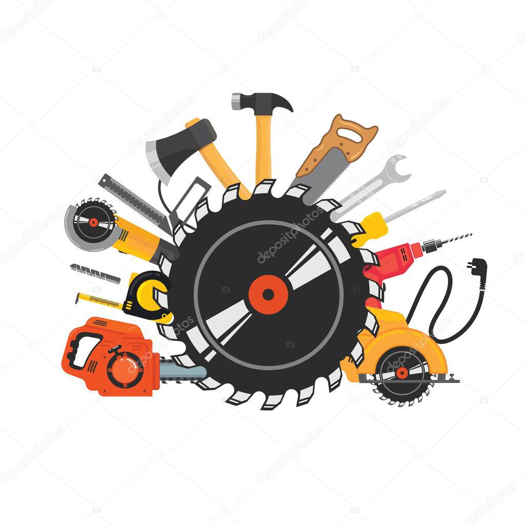 Carpenter equipment tools  element vector illustration design template