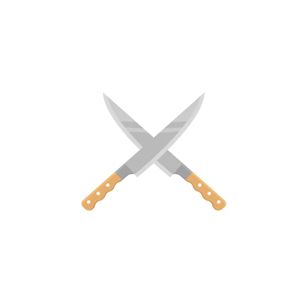 Crossed Kitchen Knife Blade Vector Icon Illustration Design Template Web — Stock Vector