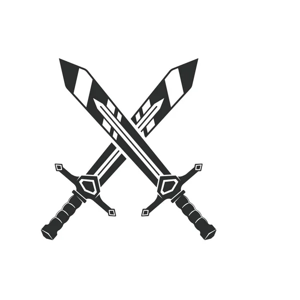 Espada Negro Cruzado Icono Vector Concepto Diseño — Vector de stock