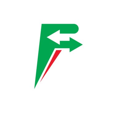 f harfi ok simgesi konsept tasarım şablonu ağı 