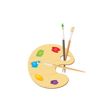 boya fırçası ve renk paleti element vektör konsepti tasarım şablonu ağı