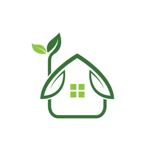 Nature Green House Icon Vector Illustration Concept Design Template — Vetor de Stock