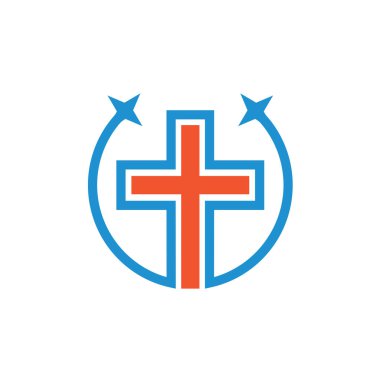 Meditation cross star or church star template vector icon design