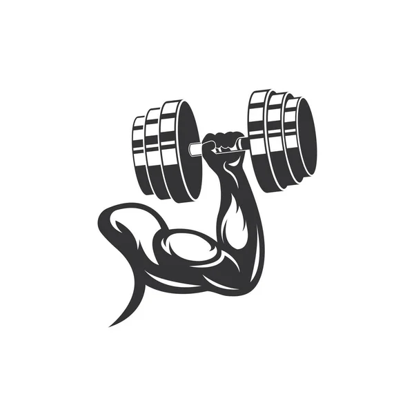 Muscular Hand Holding Barbell Vector Illustration Concept Design — Vector de stock