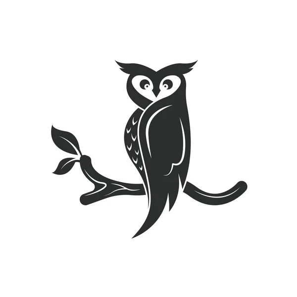 Black Owl Vector Icon Concept Design Illustration Template — Stockvektor