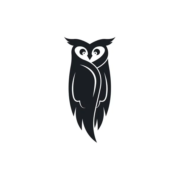 Black Owl Vector Icon Concept Design Illustration Template — Stockvektor