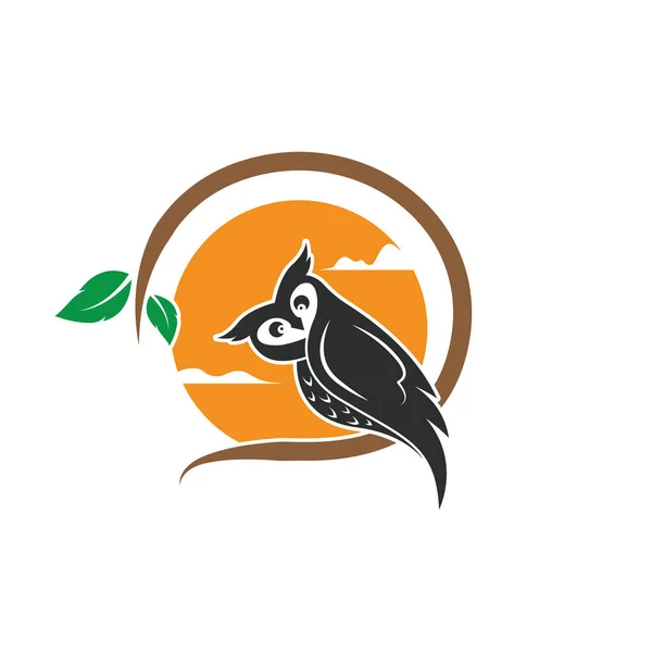 Black Owl Vector Icon Concept Design Illustration Template — Stockvektor