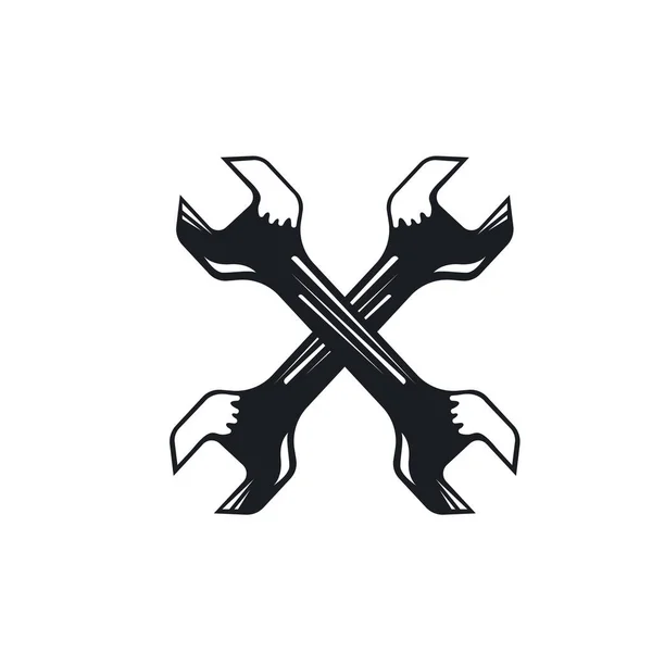 Black Cross Wrench Vector Icon Illustration Design Template Web — Wektor stockowy