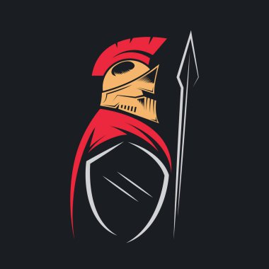 spartan warrior holding spear and shield vector illustration concept design web