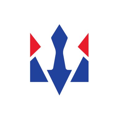 w letter trident icon vector concept design template web