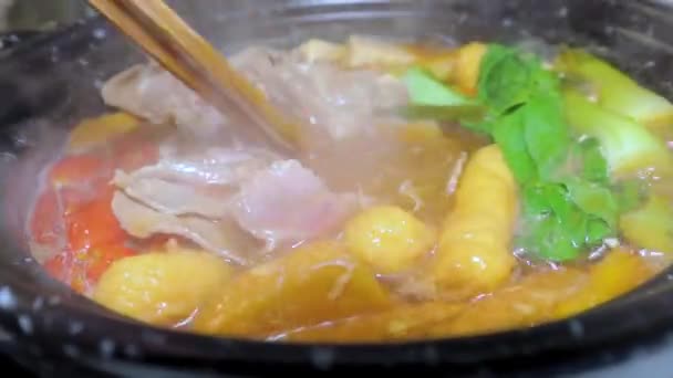 Dîner Chaud Est Style Japonais Pot Sukiyaki — Video