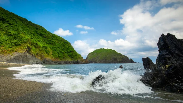 Misterioso Lugar Panorámico Junto Puerto Pesquero Hermosa Bahía Con Mar — Foto de Stock