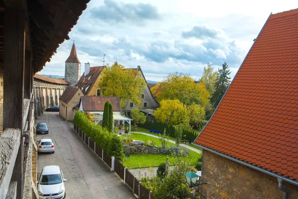 Hrad Městská Hradba Pohádkovém Městě Rothenburg Bavorsko Německo — Stock fotografie