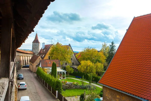 Schloss Und Stadtmauer Der Märchenstadt Rothenburg Bayern Deutschland — Stockfoto